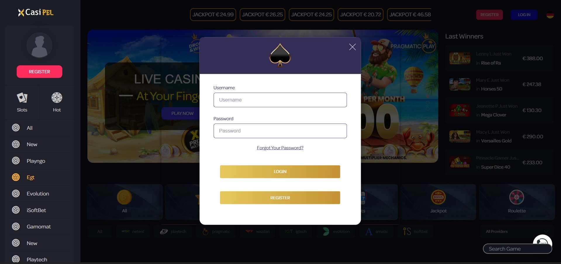 script de jogos de cassino